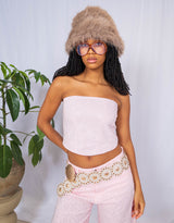 Denim sparkly tube top