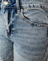 Sparkly mid waist wide jeans