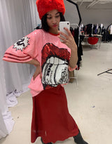 Sequin money mouth T-shirt dress I