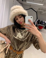 Faux fur fluffy bucket hat