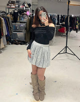 Sparkly fold over off shoulder body