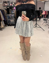 Sparkly fold over off shoulder body