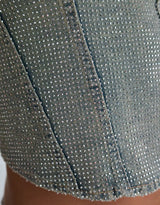 Sparkly detail denim tube top