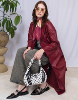 Vegan leather double breasted trenchcoat