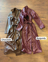 Vegan leather double breasted trenchcoat