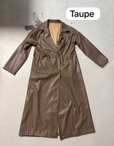 Vegan leather double breasted trenchcoat