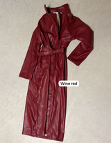 Vegan leather double breasted trenchcoat