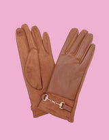 Vegan leather horsebit detail gloves