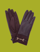 Vegan leather horsebit detail gloves
