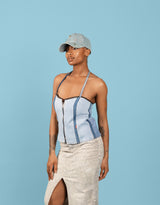 Vintage customized Levi’s denim patchwork tube top