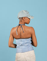 Vintage customized Levi’s denim patchwork tube top