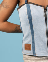 Vintage customized Levi’s denim patchwork tube top