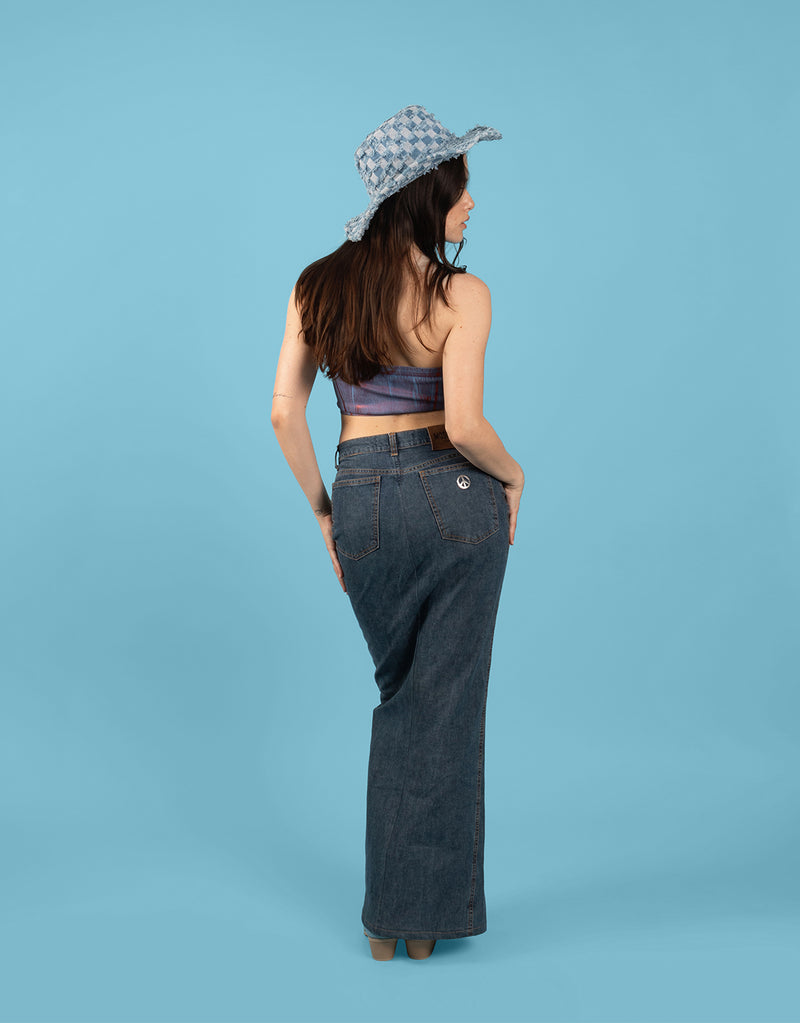 Vintage customized Moschino denim maxi skirt