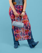 Vintage customized denim barrel bag