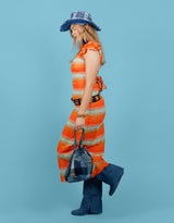 Vintage customized denim patches bucket bag