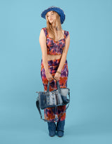 Vintage customized denim patches travel bag