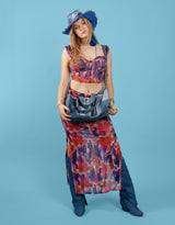 Vintage customized denim patches travel bag