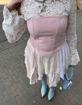 Denim sparkly tube top