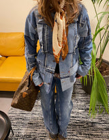 Wide leg detailed jeans