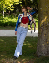 Wide leg stretchy denim jeans