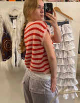 Wool blend striped button down sleeveless vest