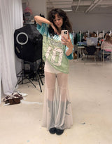 Flared flowy mesh trousers