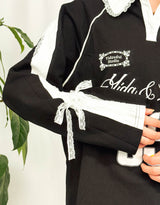 Oversized rugby with lace panels top