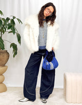 Big collar faux fur coat