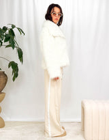 Big collar faux fur coat
