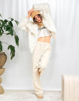 Big collar faux fur coat