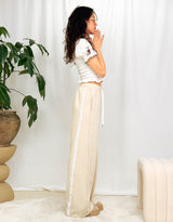 Wide leg drawstring trousers with side detail