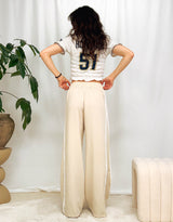 Wide leg drawstring trousers with side detail