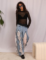 Lace asymmetric long sleeve top I