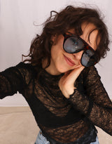 Lace asymmetric long sleeve top I