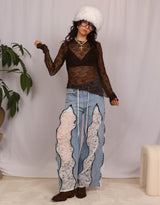 Lace asymmetric long sleeve top I