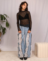 Lace asymmetric long sleeve top I