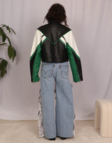 Vegan leather cropped jacket