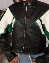 Vegan leather cropped jacket