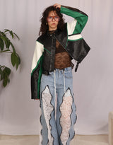 Vegan leather cropped jacket