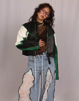 Vegan leather cropped jacket