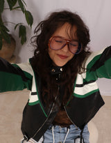 Vegan leather cropped jacket