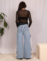 Lace asymmetric long sleeve top I