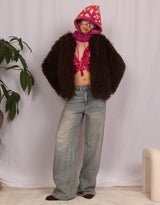 Curly faux furry jacket