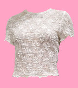 Lace small flower short sleeve top