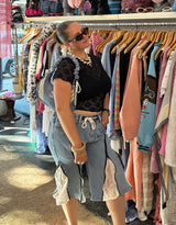 Lace small flower short sleeve top