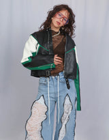 Vegan leather cropped jacket