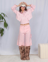 Sparkly raw edge denim jacket