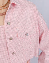 Sparkly raw edge denim jacket