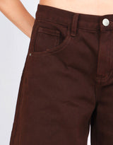 Balloon denim pants with utility seams