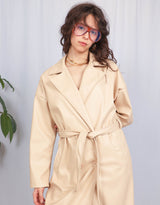 Vegan leather double breasted trenchcoat